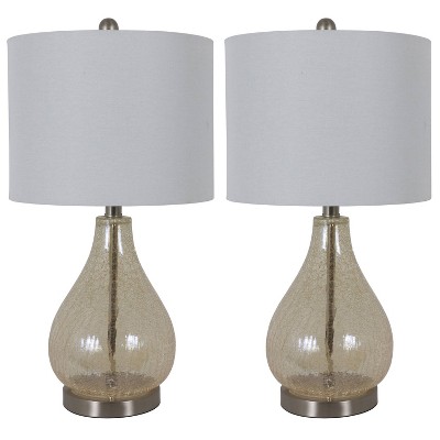 22.5" Set of 2 Crackled Teardrop Table Lamp Iridescent Gold - Decor Therapy