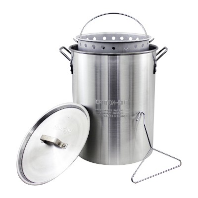 3pc 30qt Stock Aluminum Pot & Basket Silver: CHARD Outdoor Cooking, No Assembly, Includes Lid