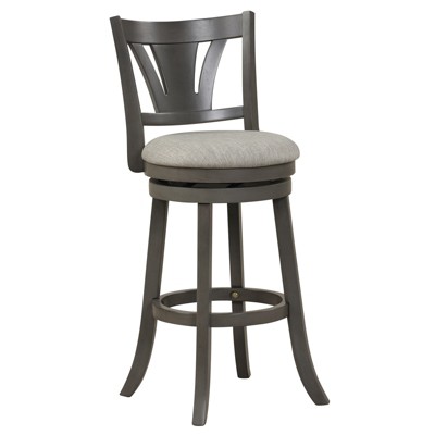 Tangkula 30.5" Swivel Bar Stool Bar Height w/ Curved Backrest & Rubber Wood Legs