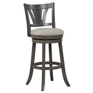 Tangkula 30.5" Swivel Bar Stool Bar Height w/ Curved Backrest & Rubber Wood Legs - 1 of 4