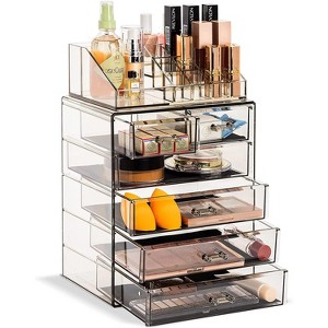 Sorbus 2 Piece Acrylic Makeup and Jewelry Storage Organizer Case (6 Drawers and Lipstick Tray) - 1 of 4