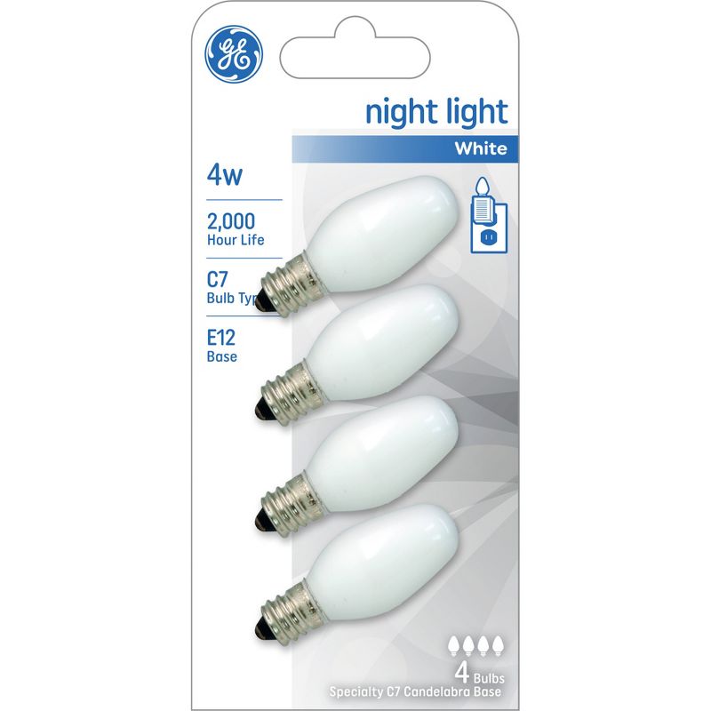 GE 4w 4pk Nightlight Incandescent Light Bulb White, 1 of 5