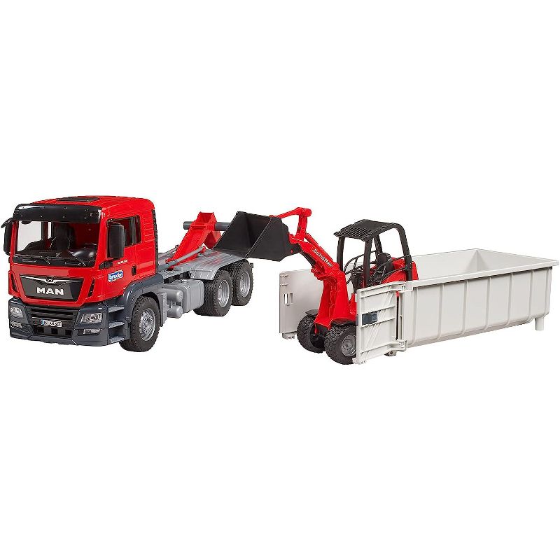 Bruder MAN TGS Truck with Roll-off Container and Schaeffer Loader, 5 of 7