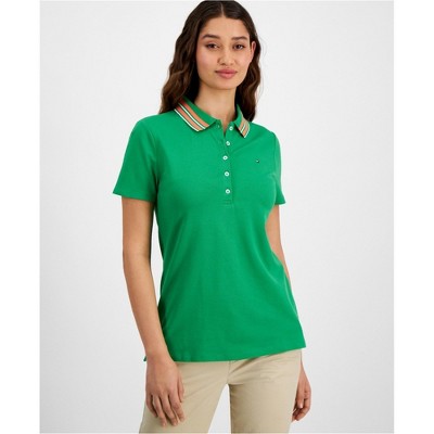 Tommy Hilfiger Womens Stripe-Collar Polo Shirt