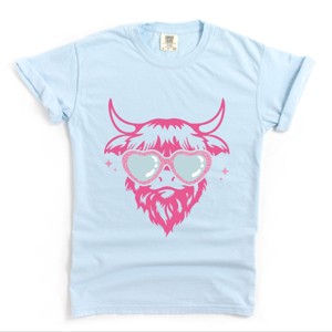 Cow Heart Glasses Glitter - Women's Garment Dyed Graphic T-Shirt - 1 of 4