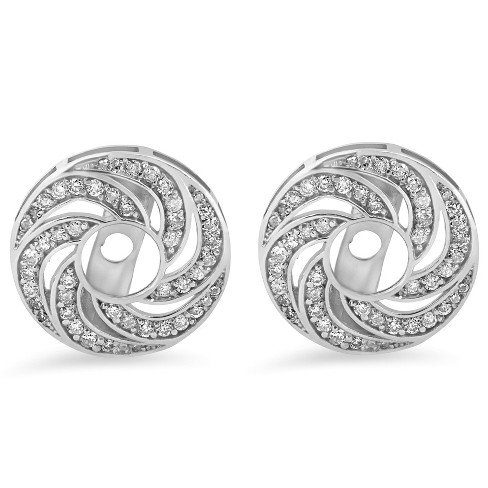 Pompeii3 Women's 1/2ct Diamond Earring Halo Jackets Solid 14k White Gold (up to 4mm) - image 1 of 3