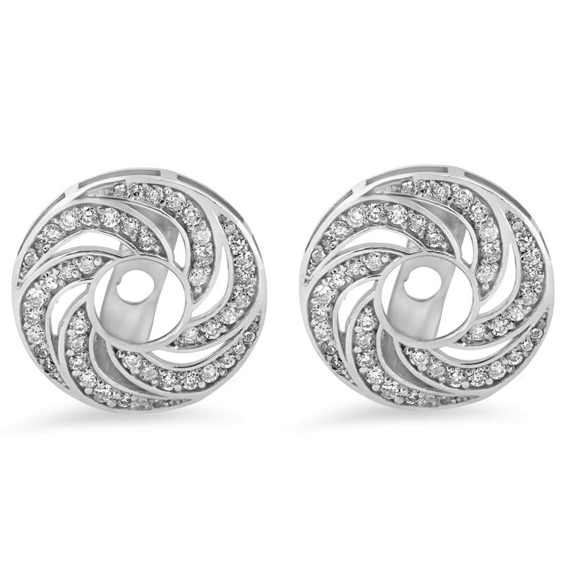 Pompeii3 Women's 1/2ct Diamond Earring Halo Jackets Solid 14k White Gold (up to 4mm), 1 of 4