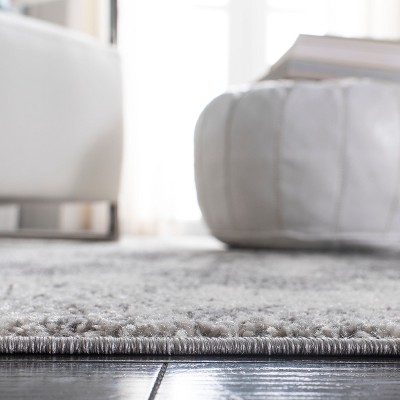 Ivory Charcoal Boho-Chic Hand-Knotted Synthetic Area Rug 9' x 12'