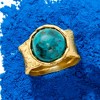 Ross-Simons Turquoise Wide-Band Ring in Textured and Polished 18kt Gold Over Sterling - 4 of 4