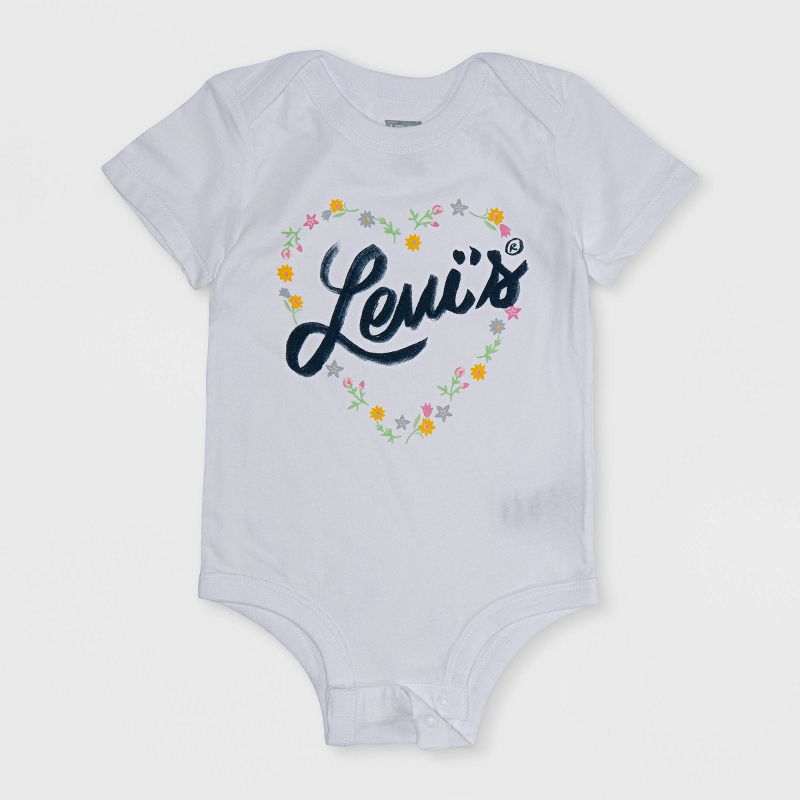 Levi's® Baby Girls' Graphic Short Sleeve Bodysuit - White, 1 of 3
