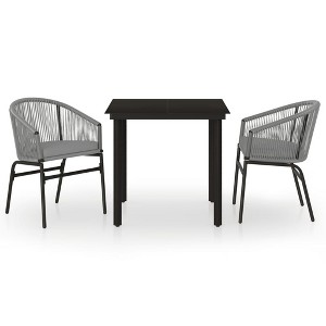 vidaXL Patio Dining Set Outdoor Dining Set Table and Chair Set for Garden - Gray 3 Piece 31.5" Table Length - 1 of 4