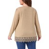 Women's Lace Hem Square Neck Long Sleeve Casual Tunic Blouse - Agnes Orinda - 4 of 4