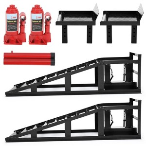 Heavy Duty Hydraulic Car Ramps,5T 11,000lbs Capacity (2 Pack),Adjustable Steel Lift Ramps 11.61"-16.21",Low Profile Ramps for Trucks,Trailers,Garage - 1 of 4