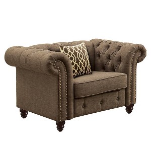 Acme Furniture Aurelia Accent Chair Brown Linen - 1 of 4