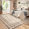 Coucheta Modern Washable Area Rug, Neutral Geometric Border Low Pile Rug, Non-Slip & Non-Shedding Carpet for Living&Dining Room, Hallway&Bedroom - 3 of 4