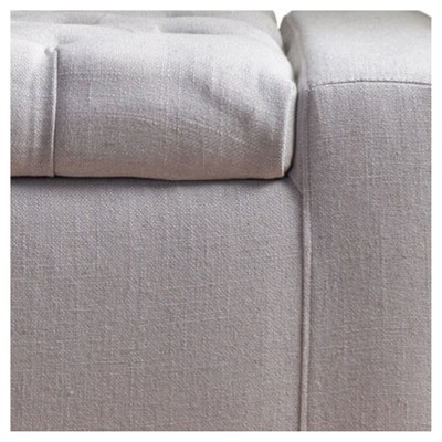 Light Gray Tufted Fabric Storage Ottoman Bench