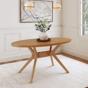 Plank+Beam 62" Verso Oval Dining Table for 4, Solid Wood Kitchen Table for Dinner Room - 1 of 3