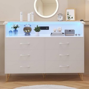 Zstar  6 Drawers Dresser with LED Light & Charging Station for Bedroom, Entryway, Hallway - 1 of 4