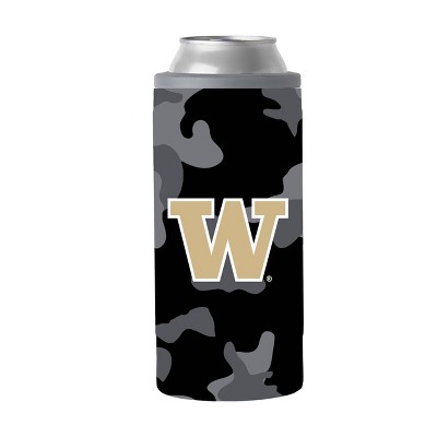 NCAA Washington Huskies 12oz Black Camo Slim Can Cooler