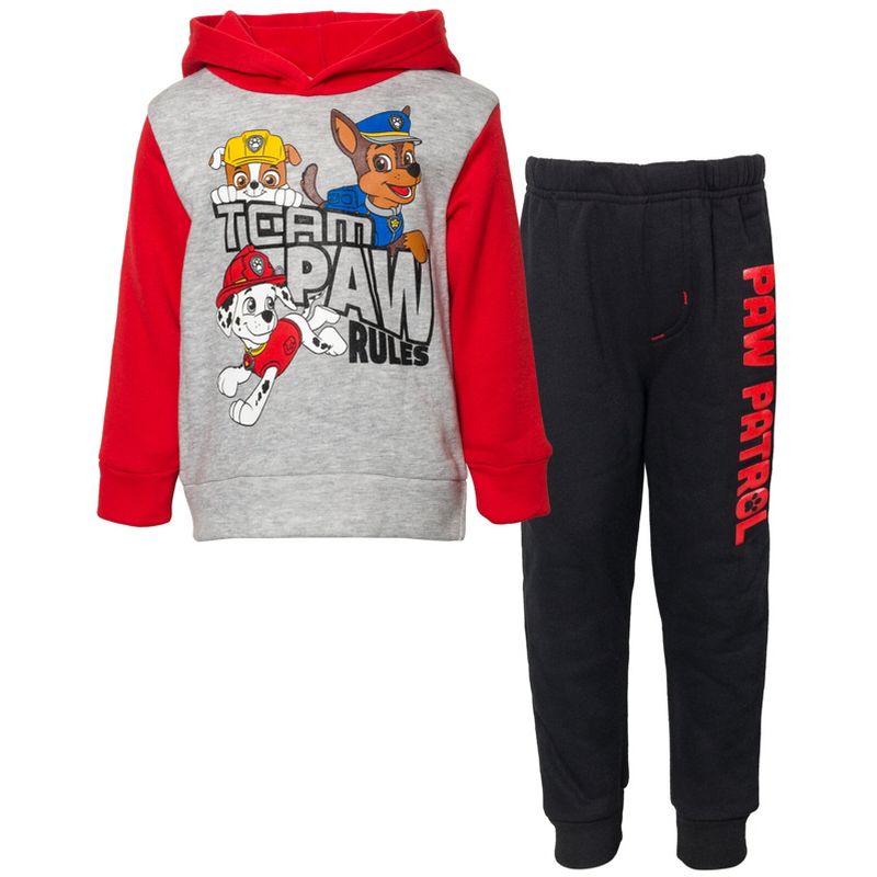 Paw Patrol Rubble Marshall Chase Fleece Pullover Hoodie and Pants Outfit Set Little Kid to Big Kid, 1 of 8