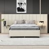 NicBex Queen Size Upholstered Platform Bed Frame with Oversized Velvet Headboard,Solid Wood Slats Support,No Box Spring Needed,Easy Assembly,Beige - 2 of 4