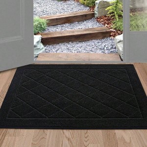 Dirt Trapper Door 24x36 Inch Non - Slip Doormat Washable Entryway Rug Black Stain Resistant Absorbent Muddy Shoes Paws - 1 of 4