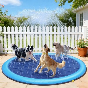 Jasonwell Splash Pad for Dogs & Kids, 67" Anti-Slip Water Play Mat for Large Dogs, Durable Outdoor Sprinkler Toy, Blue - 1 of 4