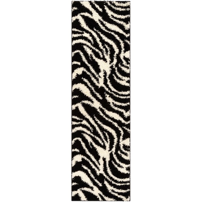 Modern Animal Print Area Rug Shag Zebra Plush Easy Care Thick Soft Plush Living Room, 1 of 10