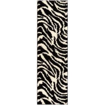 Modern Animal Print Area Rug Shag Zebra Plush Easy Care Thick Soft Plush Living Room