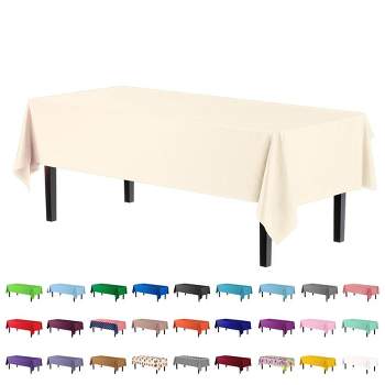Crown Premium Quality Plastic Tablecloth 54 Inch. x 108 Inch. Rectangle - Ivory - 6 Pack