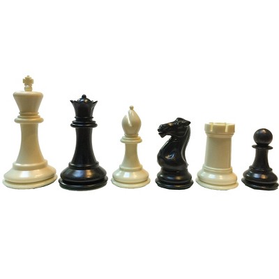 WE Games Tournament Staunton Triple Weighted Plastic Chessmen in Black & Cream - 3.75 in. King