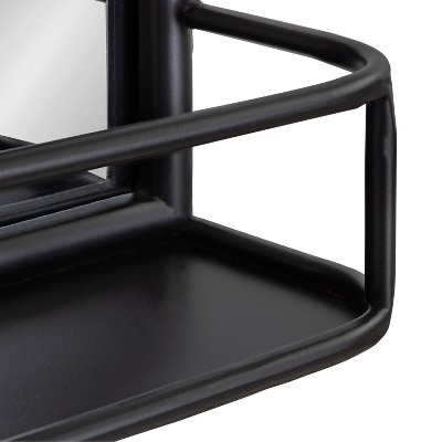 23" x 31.6" Black Iron Rectangular Wall Mirror with Shelf