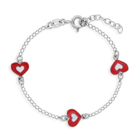 Girls' Enamel Heart Charms Bracelet Sterling Silver - In Season