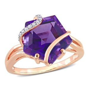 EVERLY JEWELRY | Rose Plated Sterling Silver 6 CT TGW Amethyst and Diamond Accent Wrapped Ring - 1 of 4