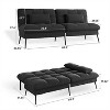Convertible Futon Sofa Bed, Black - 3 of 3