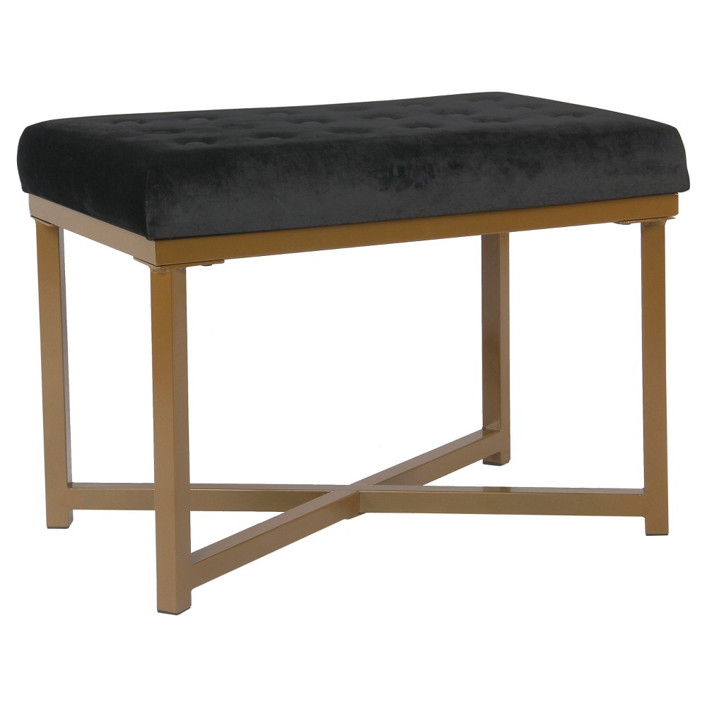 Photos - Pouffe / Bench Tufted Velvet Ottoman - Black - HomePop