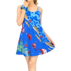 LA LEELA Women's Vacay Holiday Summer Beachwear Sleeveless Casual Spaghetti Strap Nightgown Slip Beach Dress - 1 of 4