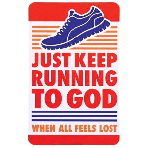 Dicksons BKMPK-507 Just Keep Running Faith Themed Red, White, and Blue 2.5 x 4 Paper Encouraging Durable Laminated Bookcard Bookmark, Pack of 12 - 1 of 2