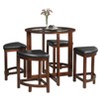 Roundhill Furniture Cylina Solid Wood Glass Top Round Counter Height Table with 4 Stools - 3 of 4