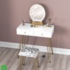 White Makeup Vanity w/ Stool - Adjustable Lighted Vanity Table w/ 3 Brightness Modes 2 Drawers - 3 of 4