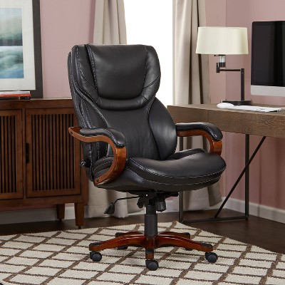 Ergonomic High-Back Swivel Executive Chair in Black Bonded Leather