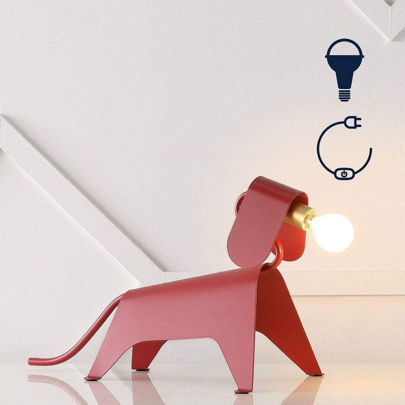 10&#34; Rover Modern Industrial Iron Canine Kids&#39; Lamp (Includes LED Light Bulb) Red - JONATHAN Y, 3 of 9