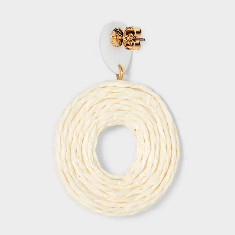 Raffia Ring Double Drop Earrings - A New Day&#8482; Ivory, 4 of 17