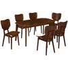 7-Piece Dining Table Set with 6 Dining Chairs,Kitchen Table Set for 6 with Curved Back and Seat, Espresso - 2 of 3