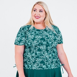 Calypsa Women's Plus Size UPF 50+ Short Sleeve Adele Swim Top - 1 of 4