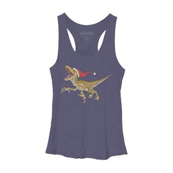 Women's Design By Humans Christmas Velociraptor By Ayota Racerback Tank Top