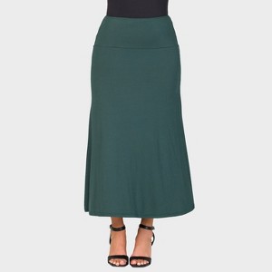 24seven Comfort Aapparel Womens Solid Color Elastic Waist Maxi Skirt - 1 of 4