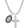 Steeltime Ladies brass & black enamel Our Lady of Guadalupe and simulated diamond cross pendant charms. Color Options: White, Gold - 2 of 4