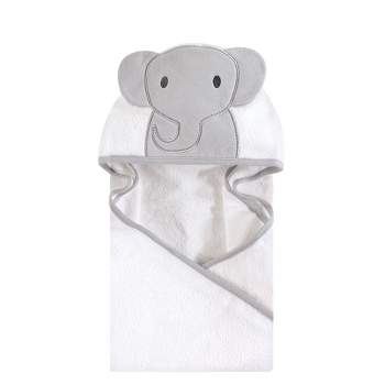 Hudson Baby Infant Cotton Animal Hooded Towel, Modern Elephant, One Size