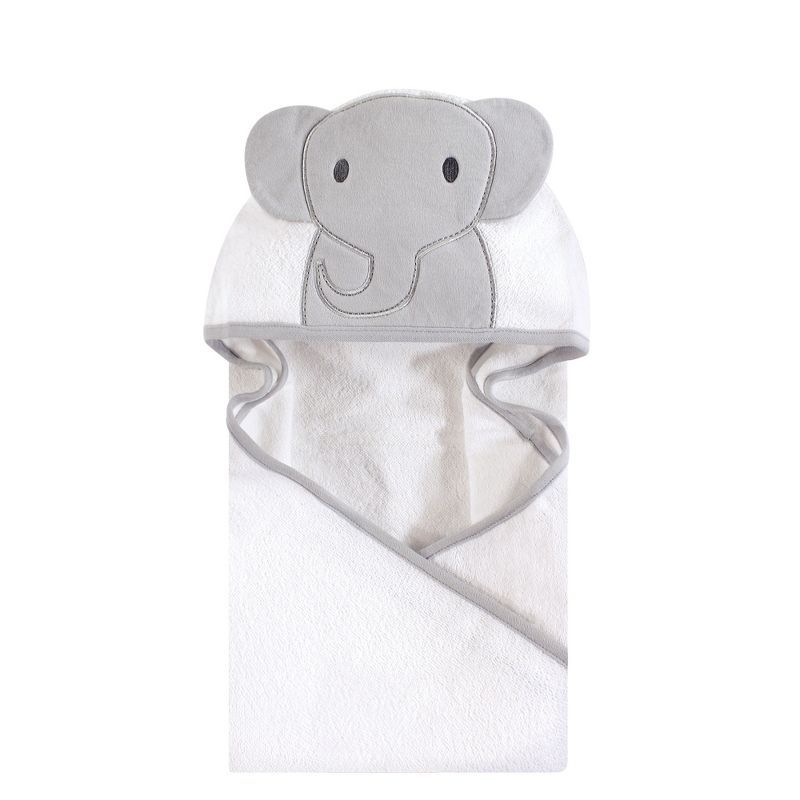 Hudson Baby Infant Cotton Animal Hooded Towel, Modern Elephant, One Size, 1 of 3